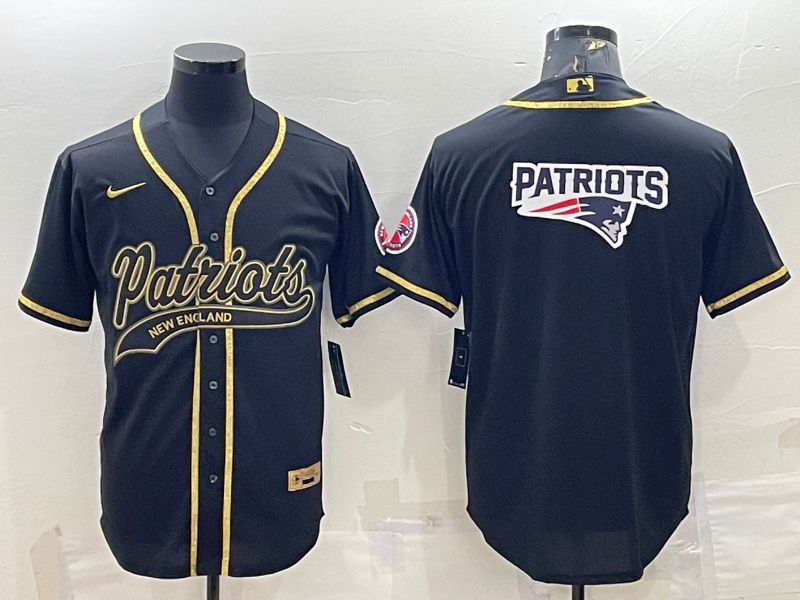 Men New England Patriots Blank Black gold 2022 Nike Co branded NFL Jerseys